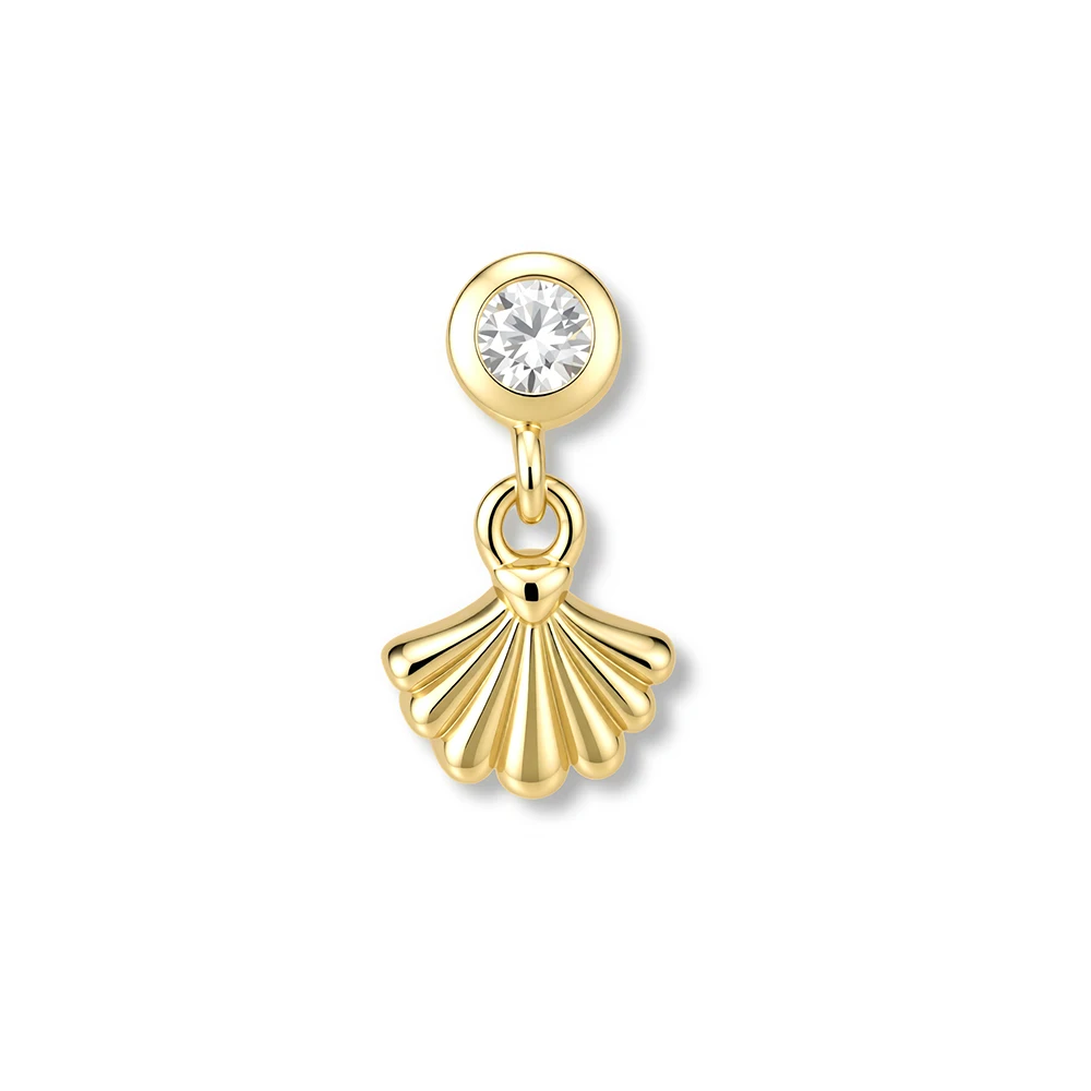 S925 Sterling Silver Shell Pattern Rhinestone Embedded Threaded Ear Bone Studs Fashionable European And American Cross-Border Ea