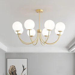 Modern White Glass Chandeliers Living Room Hanging Light Fixtures E27 Bulb Drop Shipping Bedroom Dining Lamp Black Gold Metal