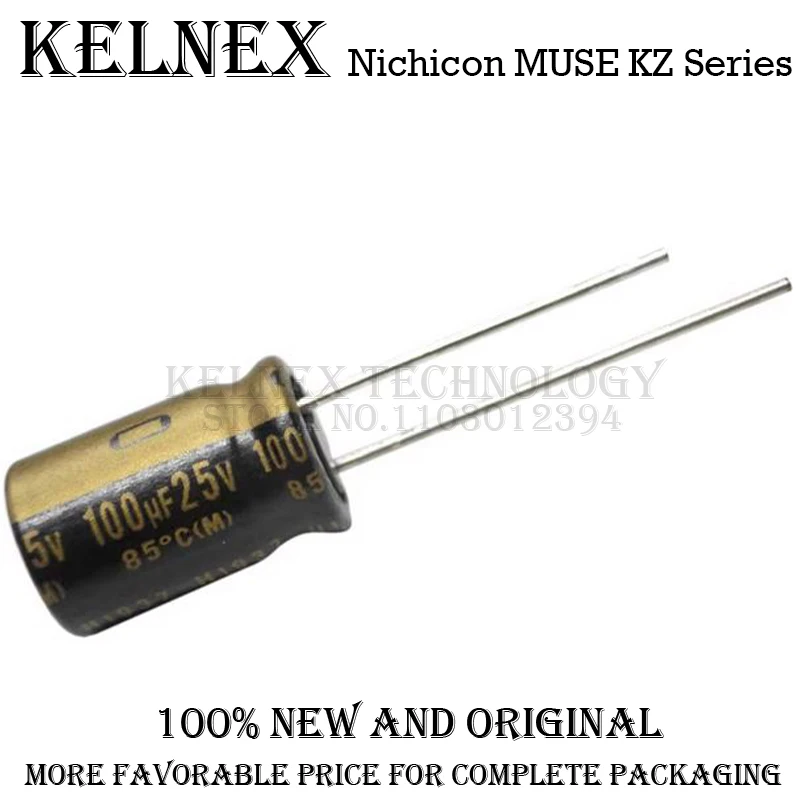 10pcs New Nichicon MUSE KZ Series 25V 50V 100V 10UF 22UF 33UF 47UF 100UF 220UF 470UF 1000UF Hi-Fi Audio Capacitor Copper Feet