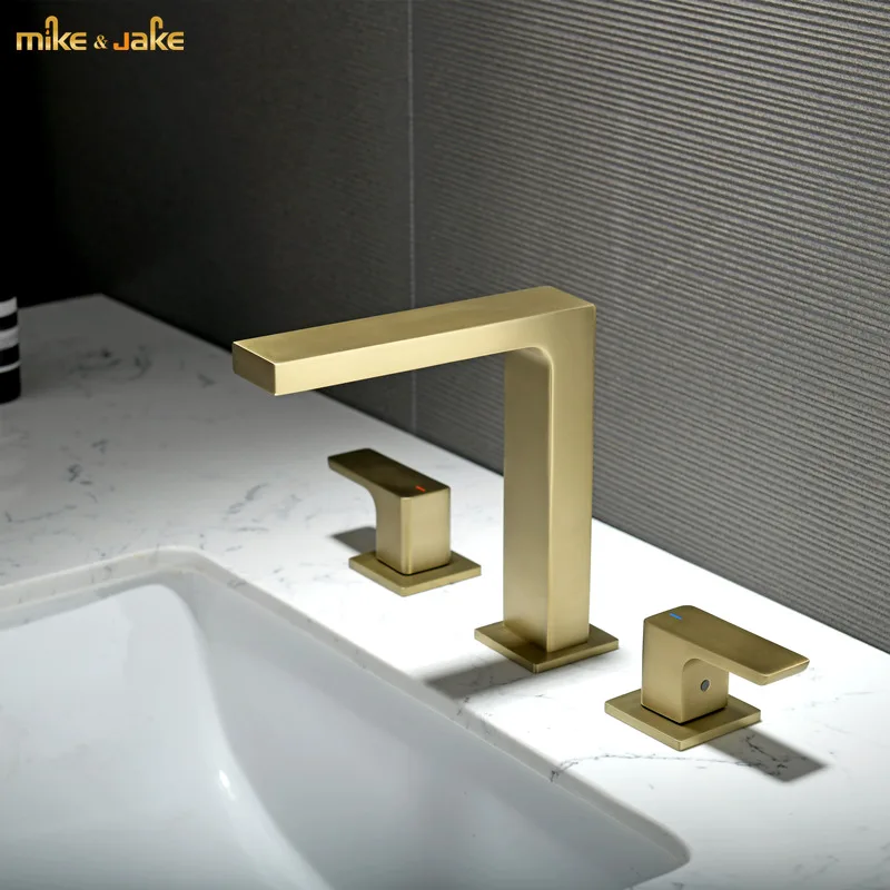 

Widespread basin faucet brushed gold double handle black Tap luxurry Basin Mixer Hot And Cold widespread bathroom faucets