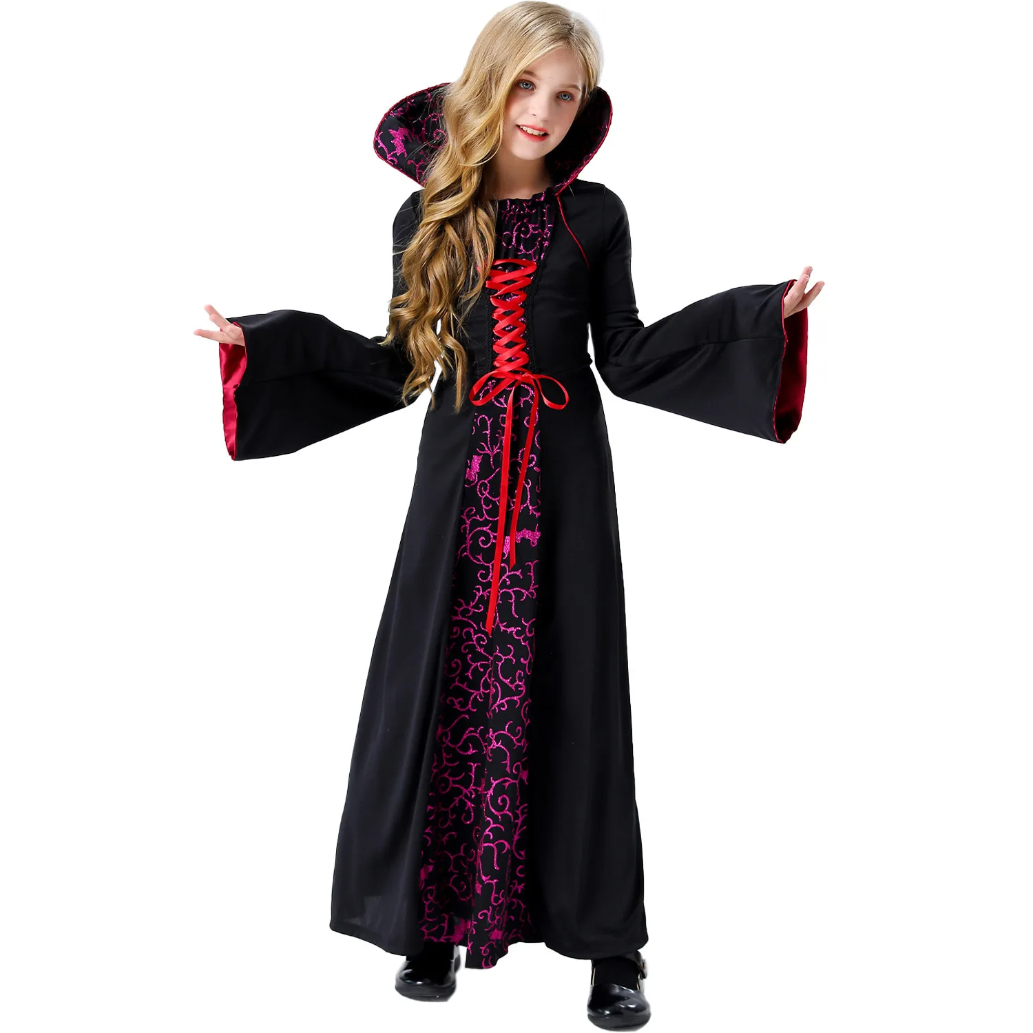 Conjunto de fantasia de plang de papel loween, bruxa infantil, morte, deus, jogo, roupa par, material de poliéster, palco tradicional chinês...