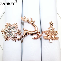 6Pcs Christmas Napkin Ring Set Rose Gold Snowflake Napkin Ring Holders for Dining Table Wedding Christmas Holidays Dinner Decor