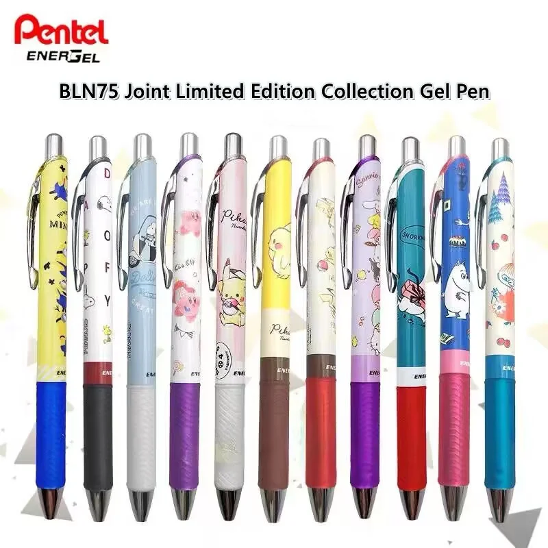 pentel secagem rapida black gel pen bln75 cute cartoon anime edicao especial colecao papelaria japonesa material escolar 1pc 01