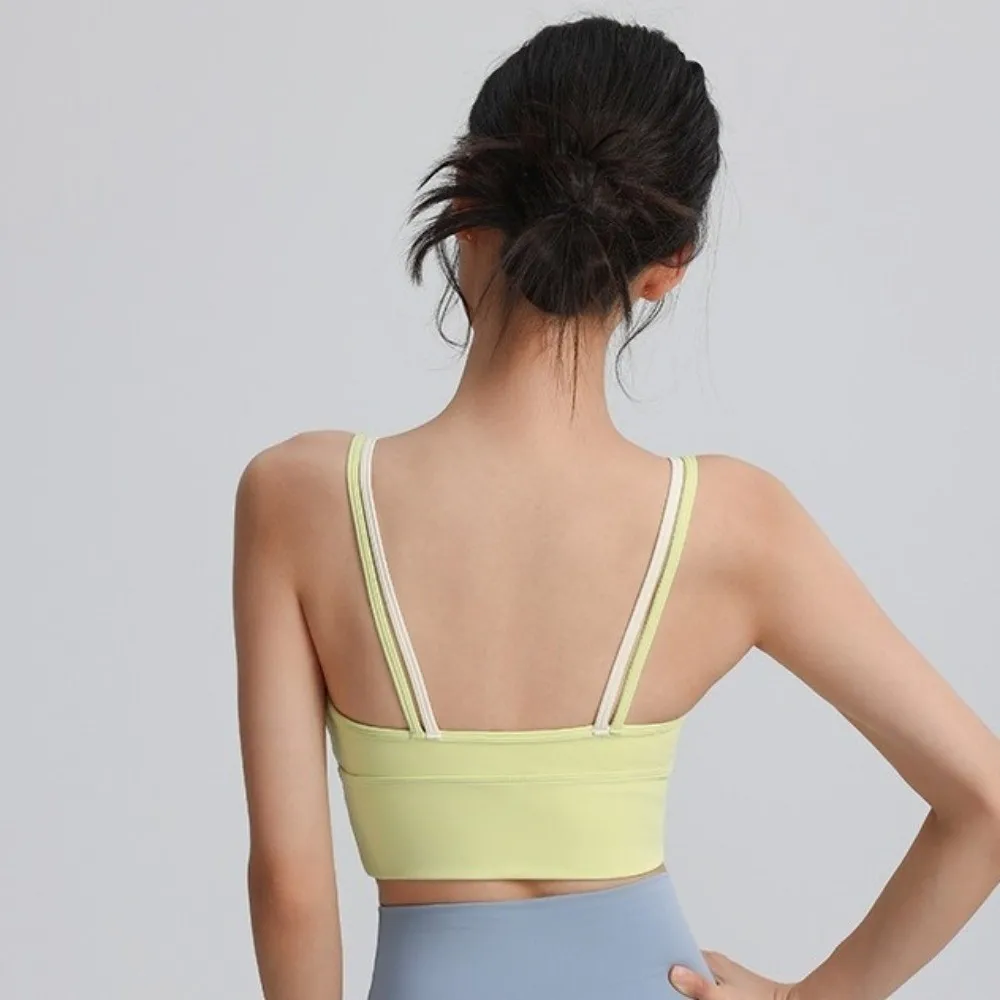 

Breathable Workout Bra Color Blocking Comfortable Tank Top Bra Anti Sagging Enhances Chest Support Yoga Underwear