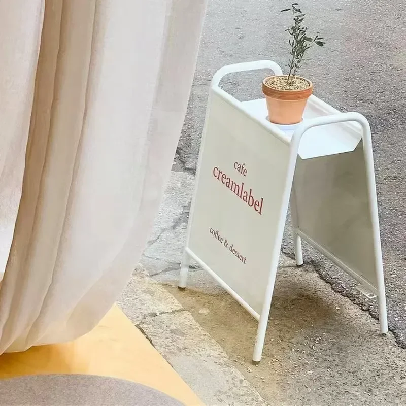 Creative Metal Floor Sign Stand Vertical Billboard Display Rack Outdoor Entrance Storage Tray Design for Shop Window