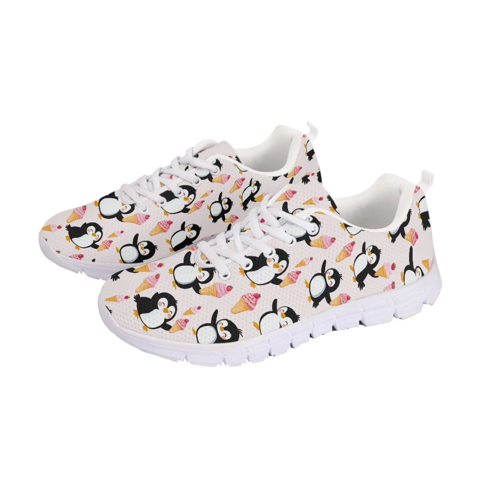 Coloranimal Penguin Ice Cream Fashion 2026 Athletic Sport Footwear Women's Walking Sneakers Lace Up Walking Shoes for Mens