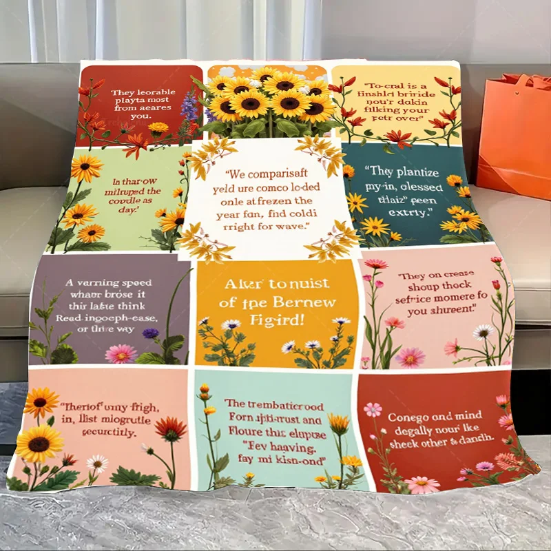 

1pc Flannel Blanket "Floral Quotes Blanket - Cozy Garden Style for Home Décor"