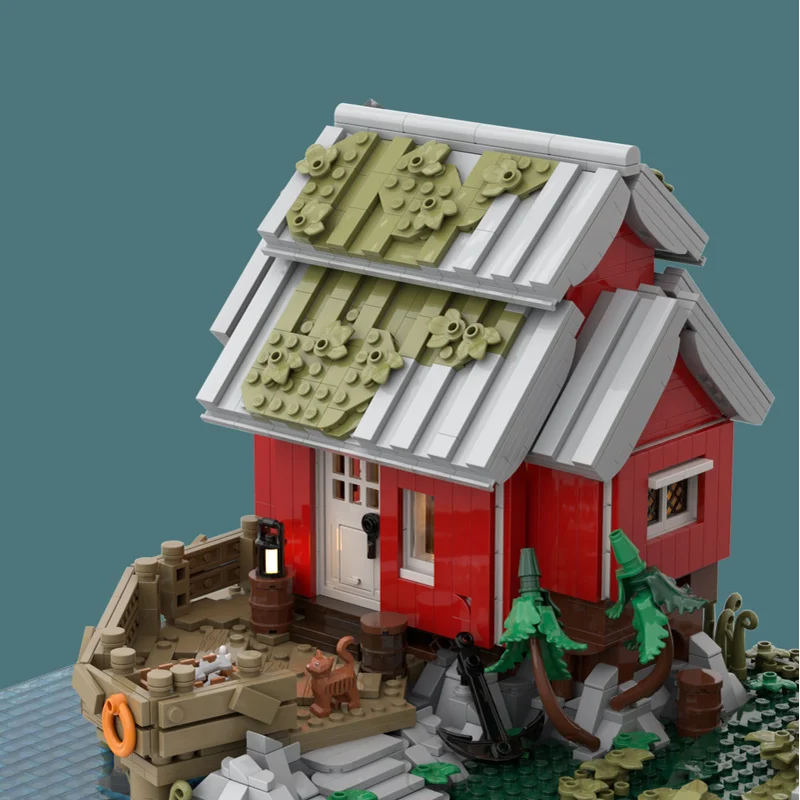2729 Uds. MOC el hogar del pescador edificios modulares bloques de construcción ensamblar niños cumpleaños juguete para regalo de Navidad