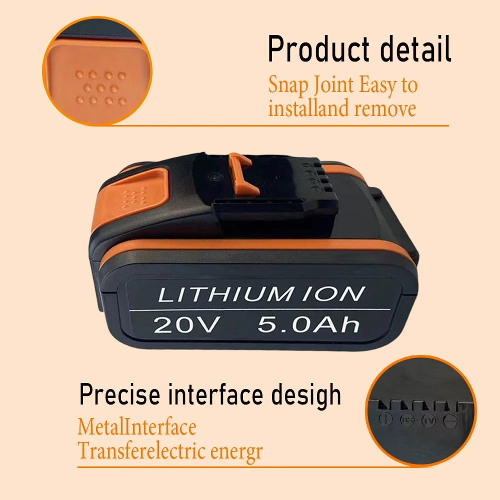 100% Original Worx WA3553 20V 5.0/6.0Ah Battery Cordless Power Tool Spare Batteriies WA3553 WX390 WA3551 WX176 WX178 Battery