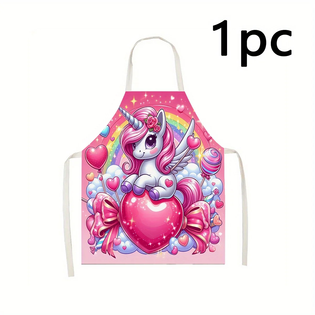 Rainbow Pink Unicorn Apron MadeSuitable for Dining Decoration, Kitchen Use, Holiday Decor, Scene Settings, Party Decorations,