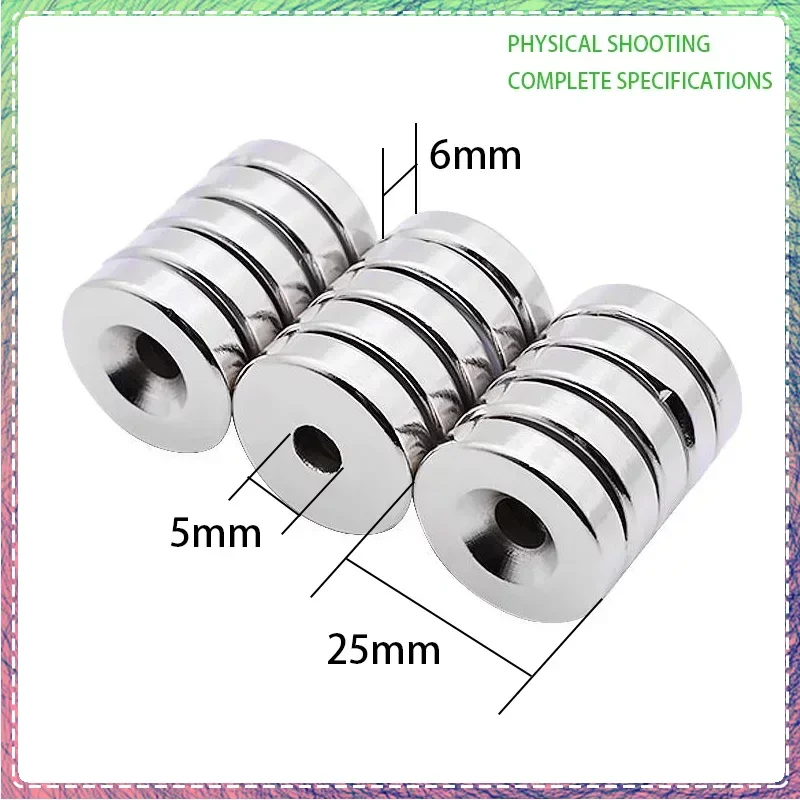 

2/5/10/20Pcs 25x6-5mm Small Round Super Strong N35 Search Magnet Countersunk Neodymium Magnet Disc Imanes Fishing Magnet