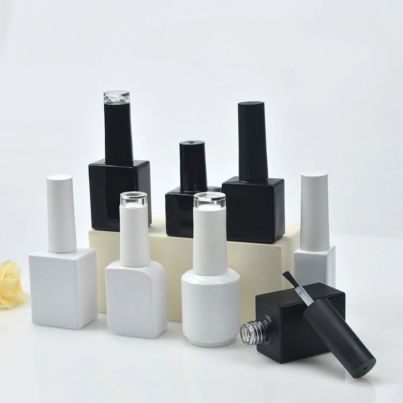 10pcs 10/15ml Nail Polish Empty Bottles with Brush Glass and Lid Refillable Containers For DIY Nail Art Salon Nail Gel Bottles