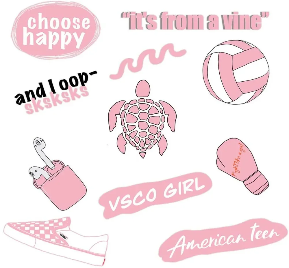50PCS Rosa Blau Laptop Aufkleber Smilpe Vsco Mädchen Rosa Computer Aufkleber für Macbook Notebook Suitcas Skateboard Telefon Fall Aufkleber