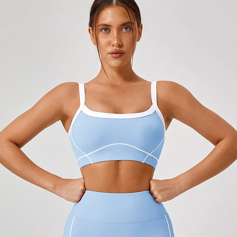 Colour Blocking Sports Top Woman Gym Yoga Padded Bra Women Clothing Female Underwear Women\'s Fitness Top