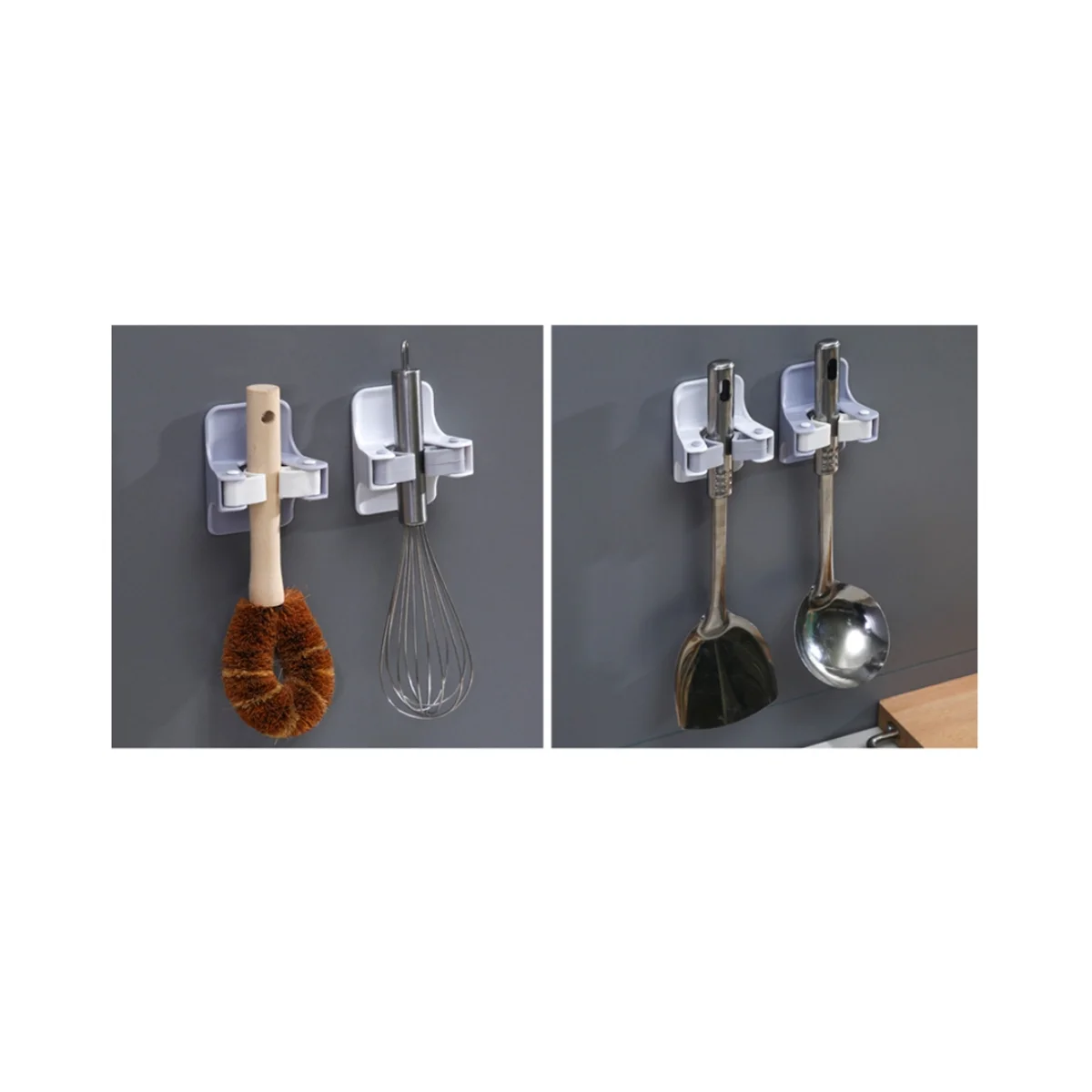 

Broom Holder Wall Mount, Broom Gripper Holds Self Adhesive No Drilling Anti-, Broom and Dustpan Hanger 8Pcs