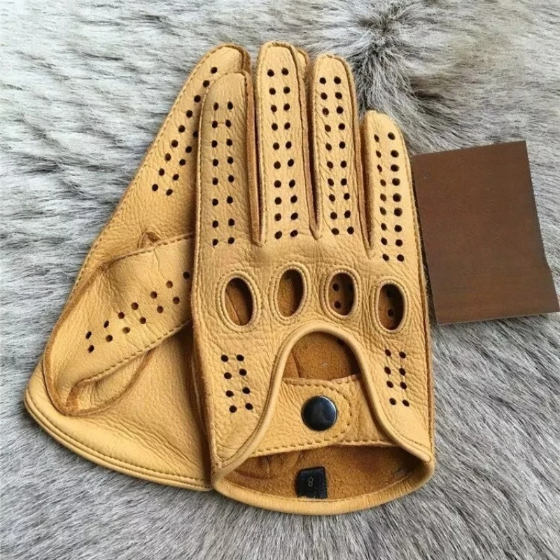 

Мотоциклетные перчатки из натуральной кожи, перчатки из овчины, модные мужские и женские дышащие противоскользящие перчатки для вождения, мужские варежки S-XL