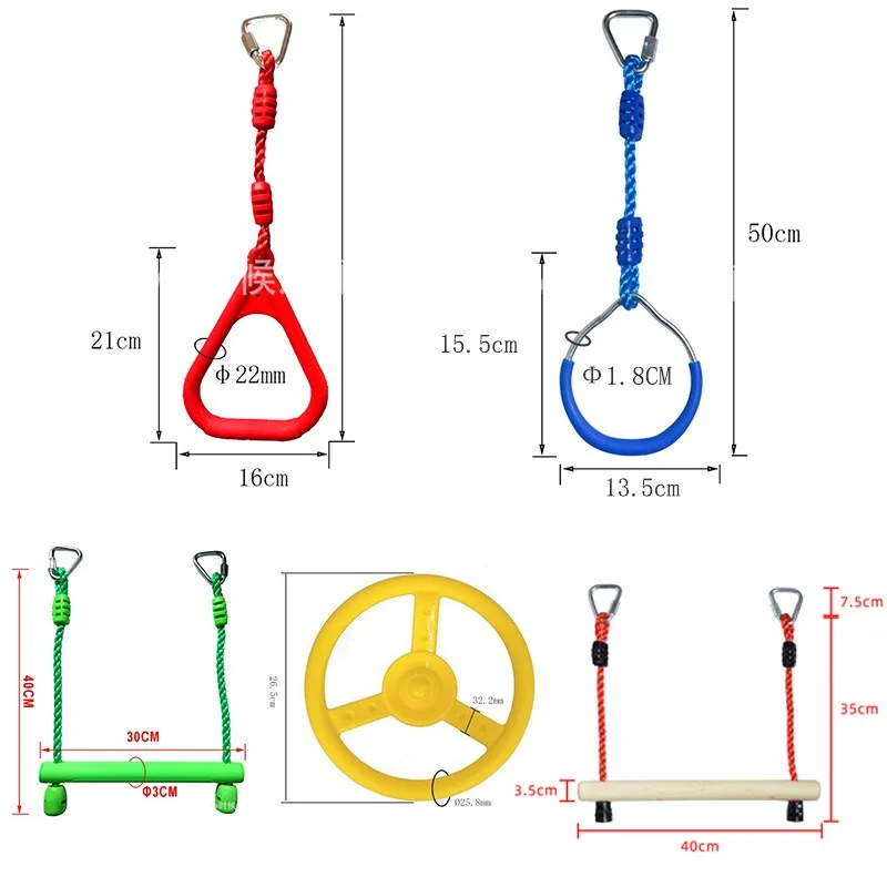 Kids Outdoor Sports Toy Accessories Climbing Rope Ring Parts Backyard Playground Game Toy Children Sensory Training Equipment