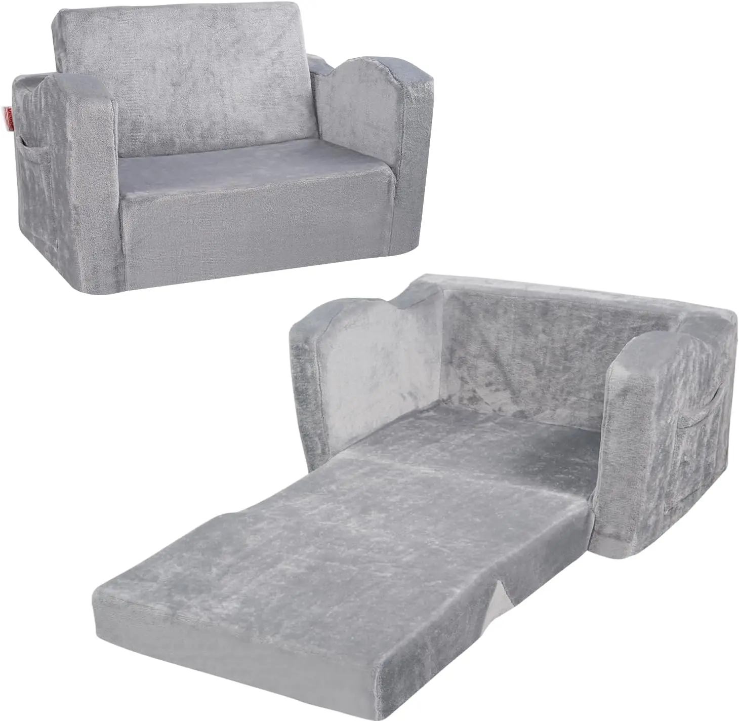 

Kids Couch, Toddler Chairs Comfy, 2-in-1 Toddler Couch Sofa Bed Fold Out, Convertible Sofa to Lounger
