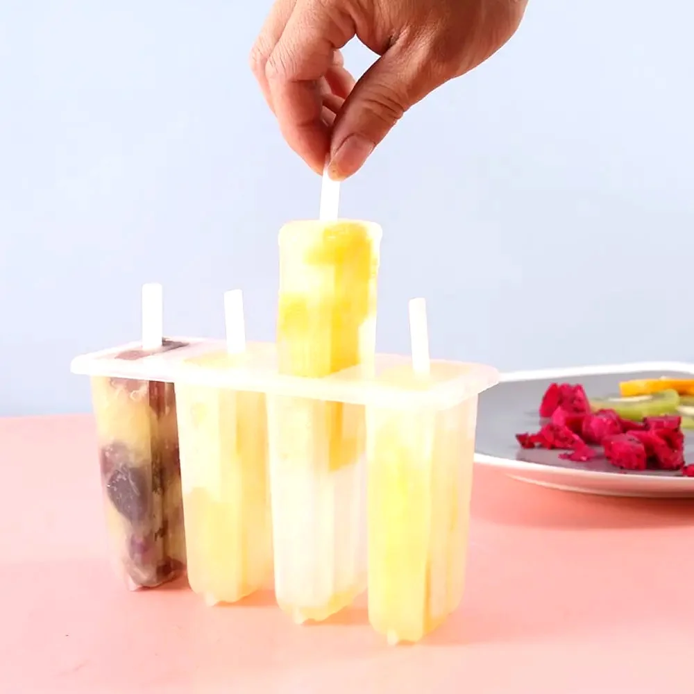 4-Link Old Popsicle Mold With Lid Home Made Homemade Mung Bean Popsicle Homemade Ice Cream Frozen Ice Cream Molds