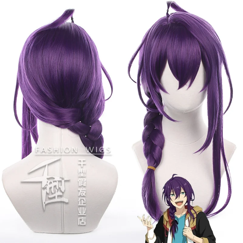 Game Ensemble Stars-Es Ayase Mayoi Perucas Cosplay, Cabelo Trançado Roxo, Resistente Ao Calor, Sintético, Acessórios de Festa de Halloween, Adereços