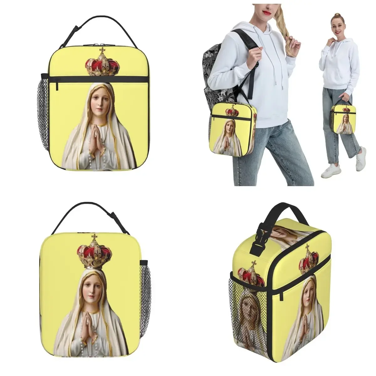 Our Lady Of Fatima Thermal Insulated Lunch Bag for Travel Immaculate Mary Portable Bento Box Men Women Cooler Thermal Food Box