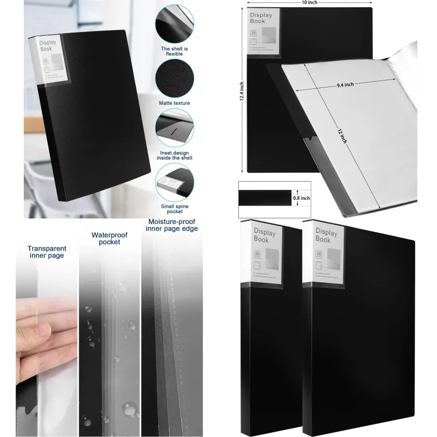 Carpeta de portafolio para obras de arte Carpeta de portafolio de arte 2 paquetes 9x12 Libro de demostración Carpeta de portafolio negra con carpeta de película protectora ingenio