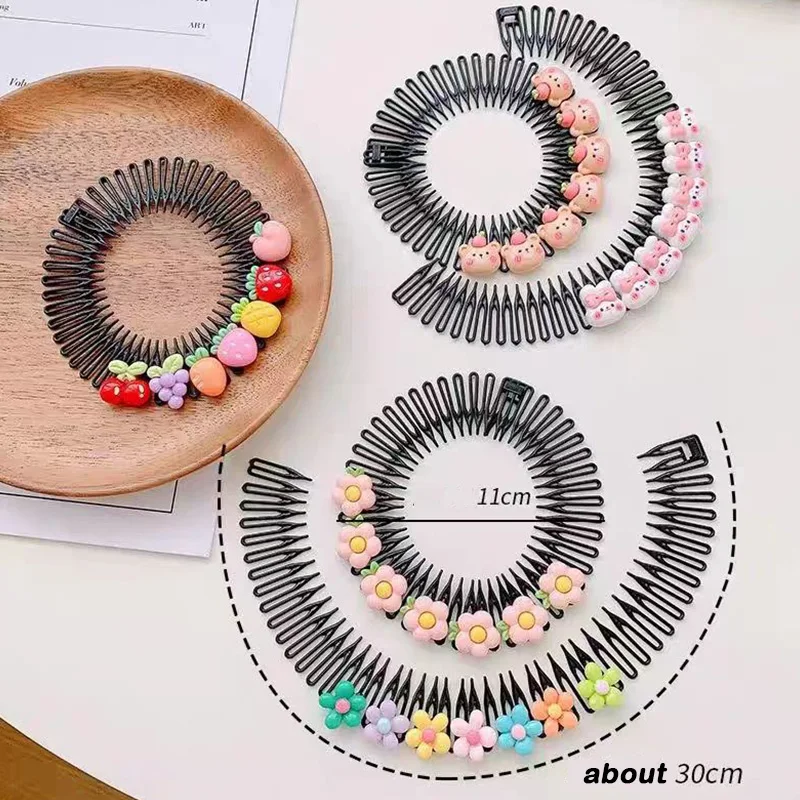 2/3pcs/set Cute Colorful Cartoon Round Plastic Hair Combs For Children Grls Sweet Hair Ornament Headband Lovely Hair Accessories