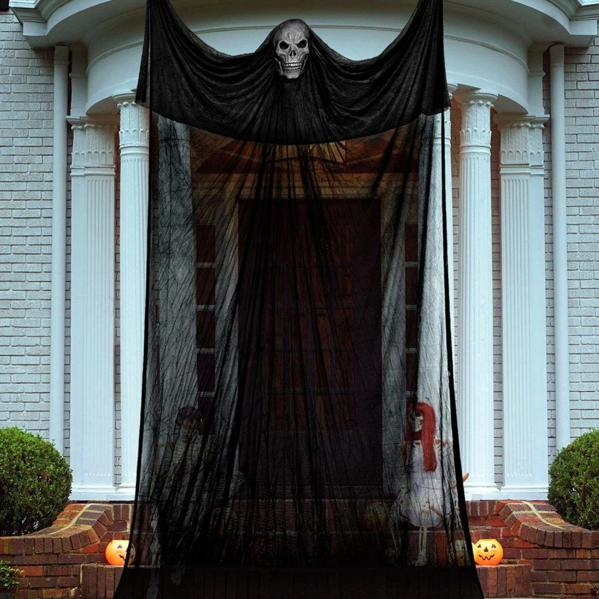 

1Pcs 3-Meter Gauze Halloween Hanging Ghost Comes with Skeleton Pendant Scary Ghost Decor for Spooky Events
