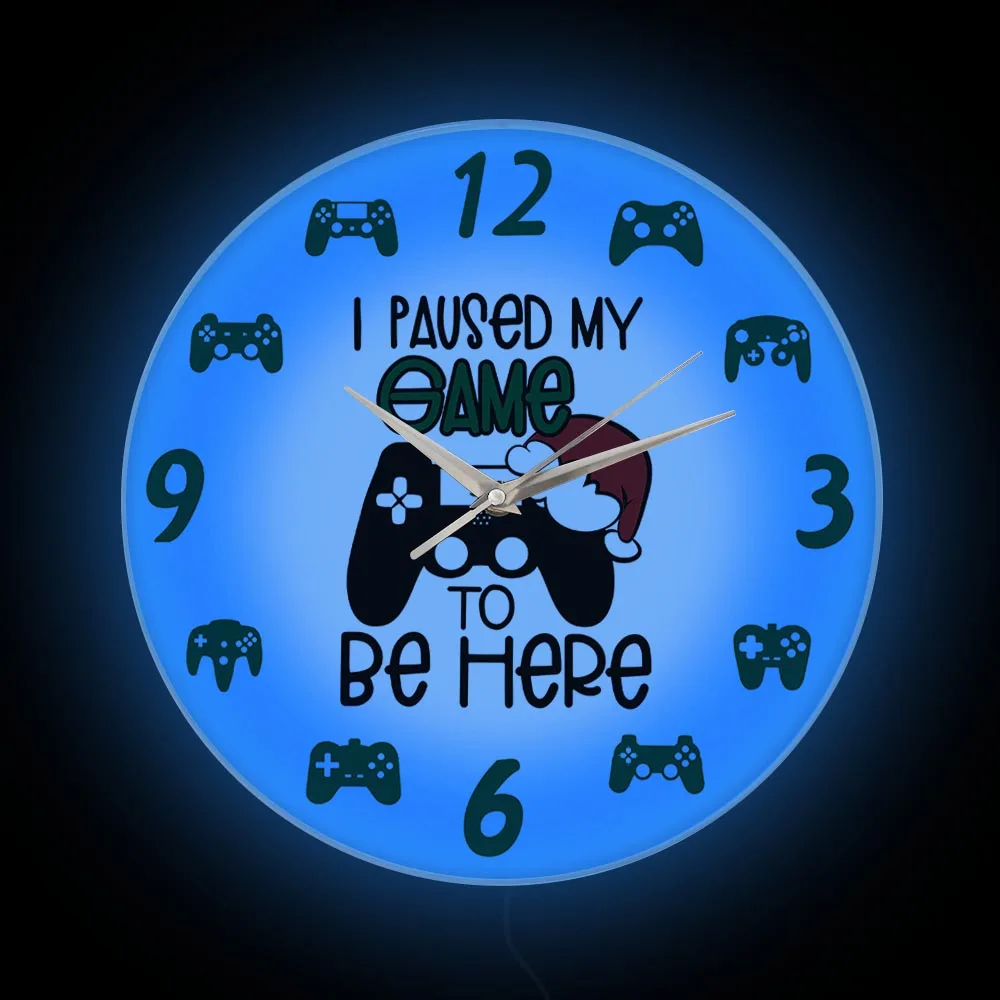 

Gamepad Controllers LED Wall Clock For Playroom Christmas Home Decor I Paused My Game To Be Here Video Game Clock Bedside Lamp