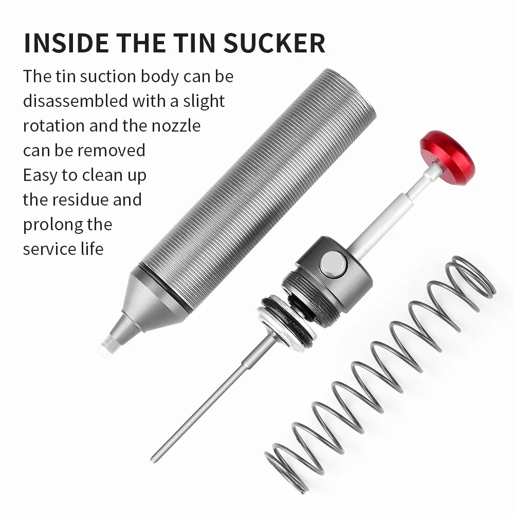 LUXIANZI Aluminum Desoldering Pump Powerful Suction Tin Removal Vacuum Gun Desolder Tool Solder Sucking Pen with Extra Nozzle