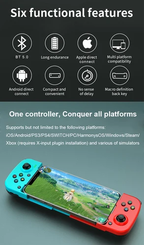 Imagen 2 del producto Controlador de juegos extensible inalámbrico D3 compatible con Bluetooth para teléfonos móviles Android IOS PC Gamepad Joystick Control de juego