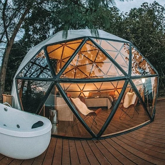 

Custom 2024 Luxury Waterproof Glamping Igloo Glass Geodesic Dome Tent For Resort