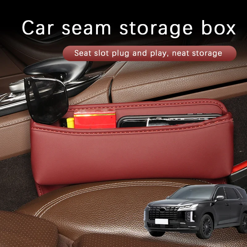 Car Seat Gap Storage Box Driver Front Auto Seat Gap Filler Organizer Wallet Keys Card Storage Box For Hyundai PALISADE