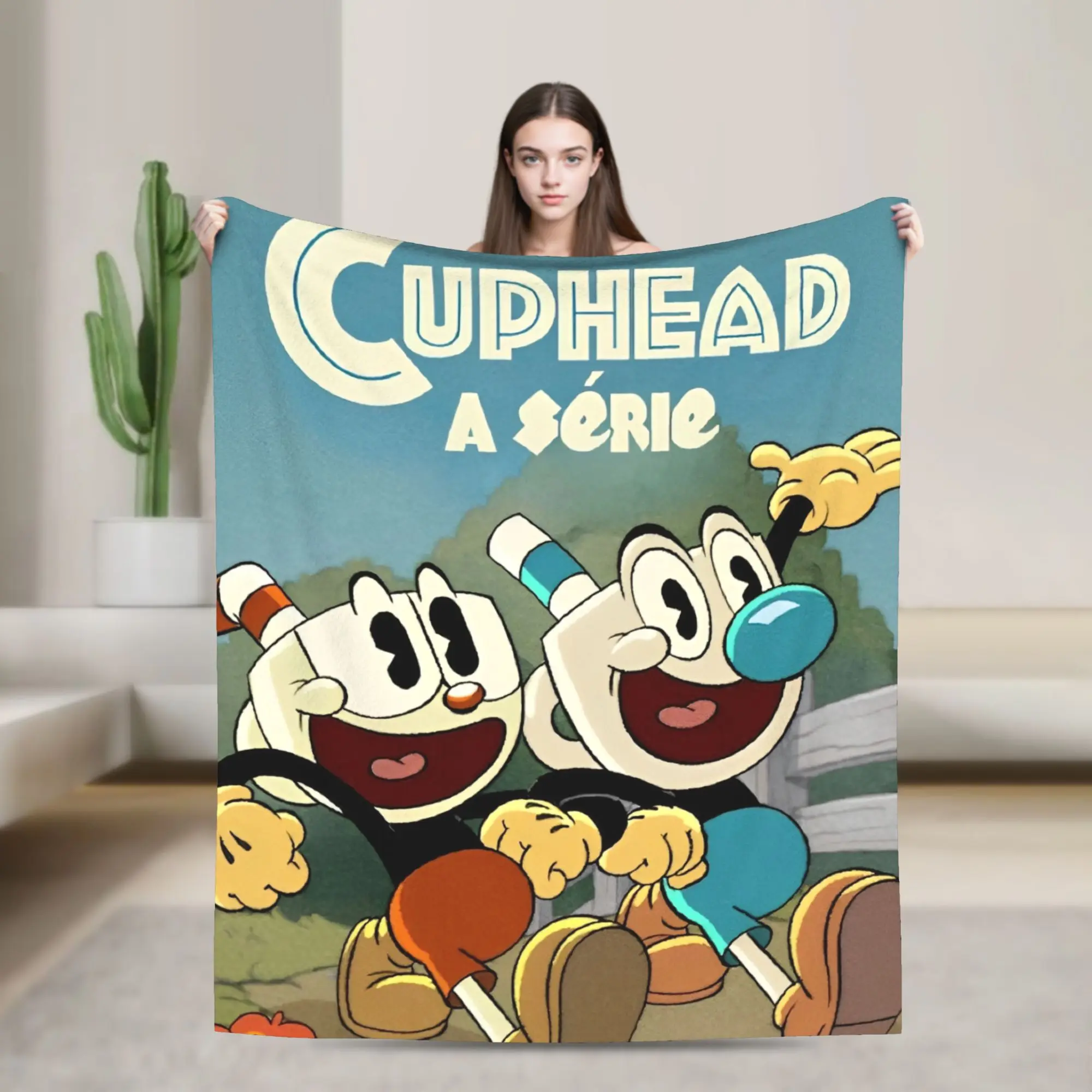 

Cuphead cartoon Flannel Blanket Soft Throw Blanket for Couch Bed Picnic Funny Bedspread Sofa Bed Cover
