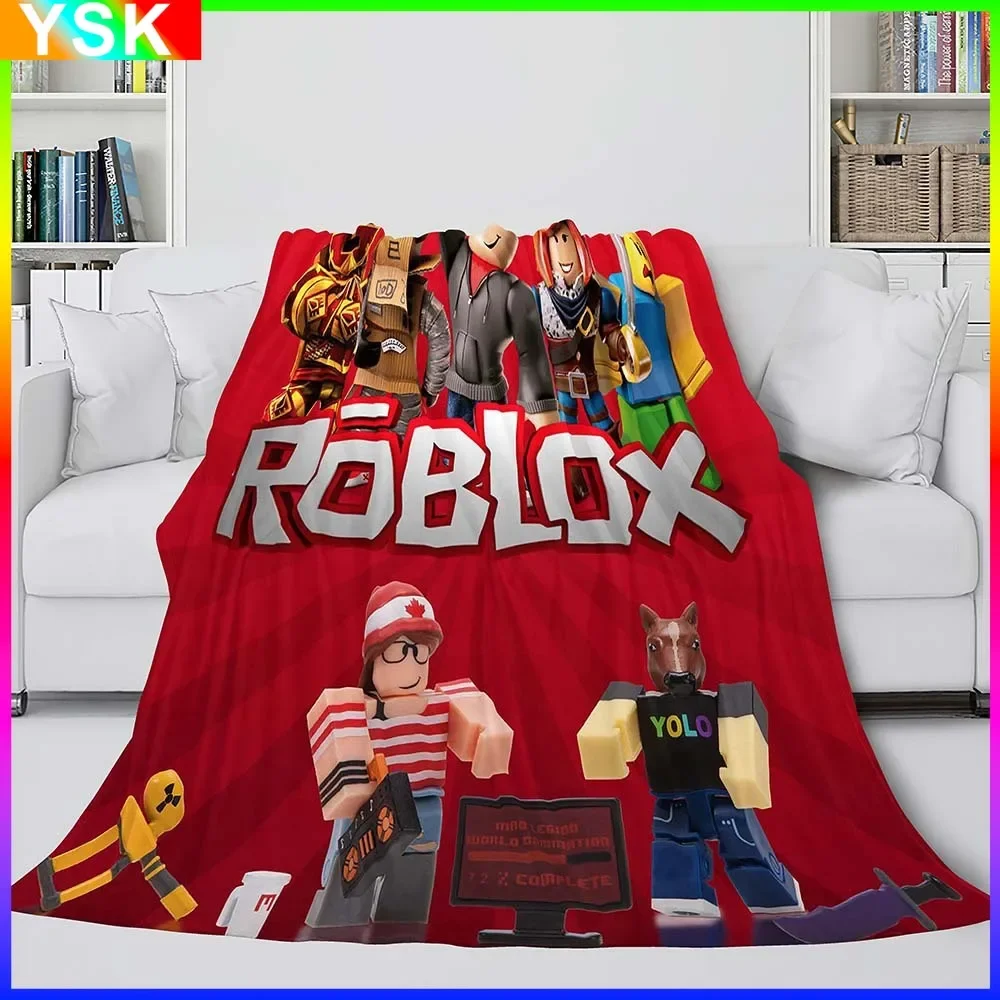 150x220CM Roblox Super Soft Warm Sleeping  Office Blanket Double-sided Flannel Printed Blanket Air Conditioning Blanket