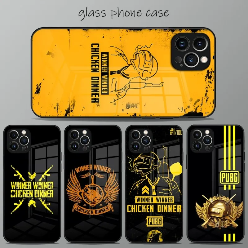 PUBG Winner Chicken Dinner Phone Case Hot Glass For IPhone 15 13Pro 14 13 12 11 Pro Max Mini X XR XSMax 8 7 6s Plus SE 2020