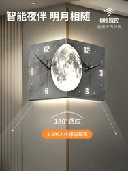 2024 nuovo angolo del soggiorno orologio creativo luminoso a doppia faccia lampada da parete moon yang orologio da parete ad angolo senza punzonatura orologio ad angolo