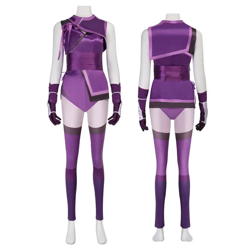 Mortal Mileena Komba Costume Full Set Sexy Purple Color Uniform for Women Halloween Cosplay Outfits Carnival Suit mb.3