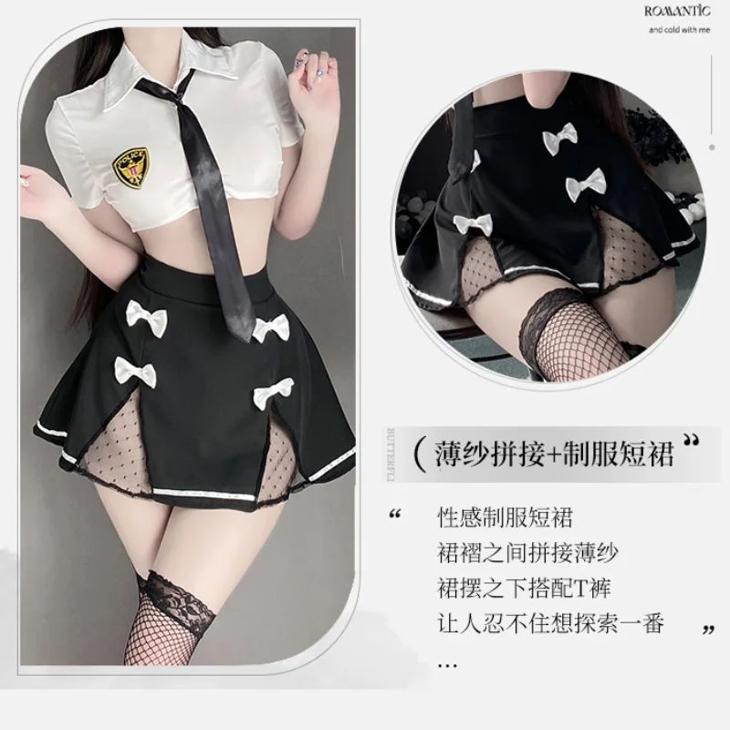 Sexy Policewoman Cop Uniform Roleplay Police Officer Cosplay Costume Woman Carnival Party Clubwear Dress Crop Tops Skirt Suit