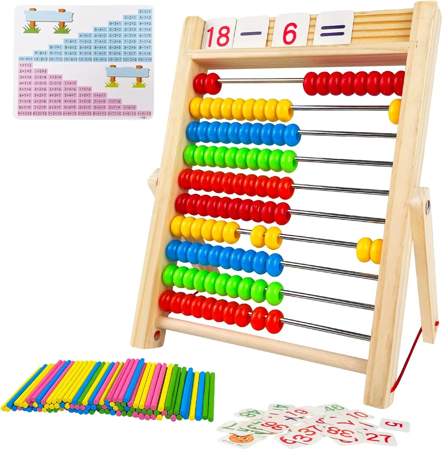 Wooden Abacus Toy Montessori Educational Counting Toy Kids Preschool Math Learning Toys Number Arithmetic Abacus Toddler Gifts