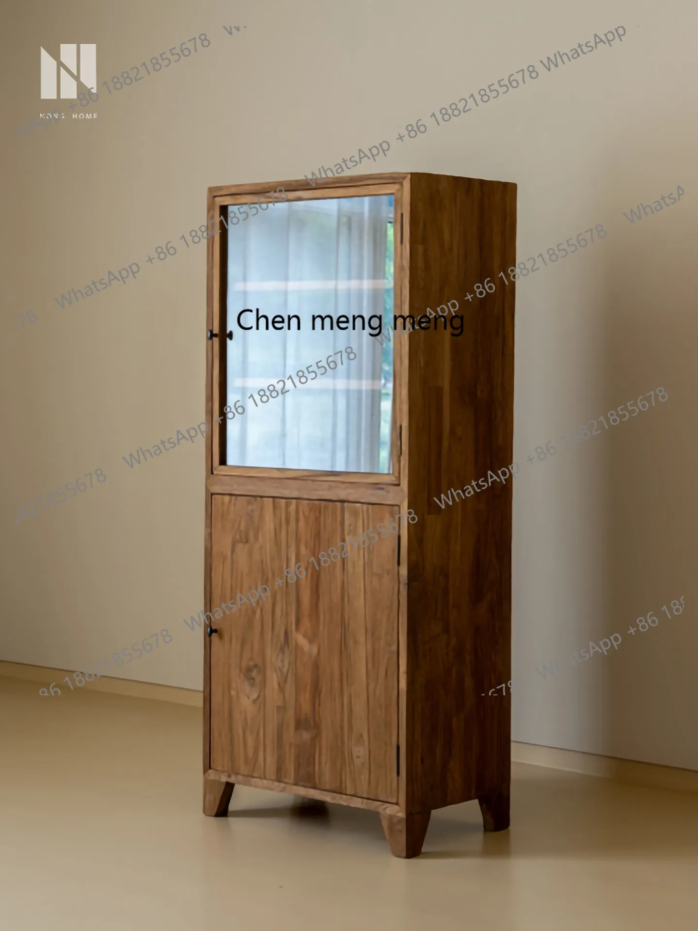 

Nongju Retro Style Storage Cabinet Natural Wood Sideboard Antique Style Corner Cabinet Chest of Drawers Solid Wood Teak