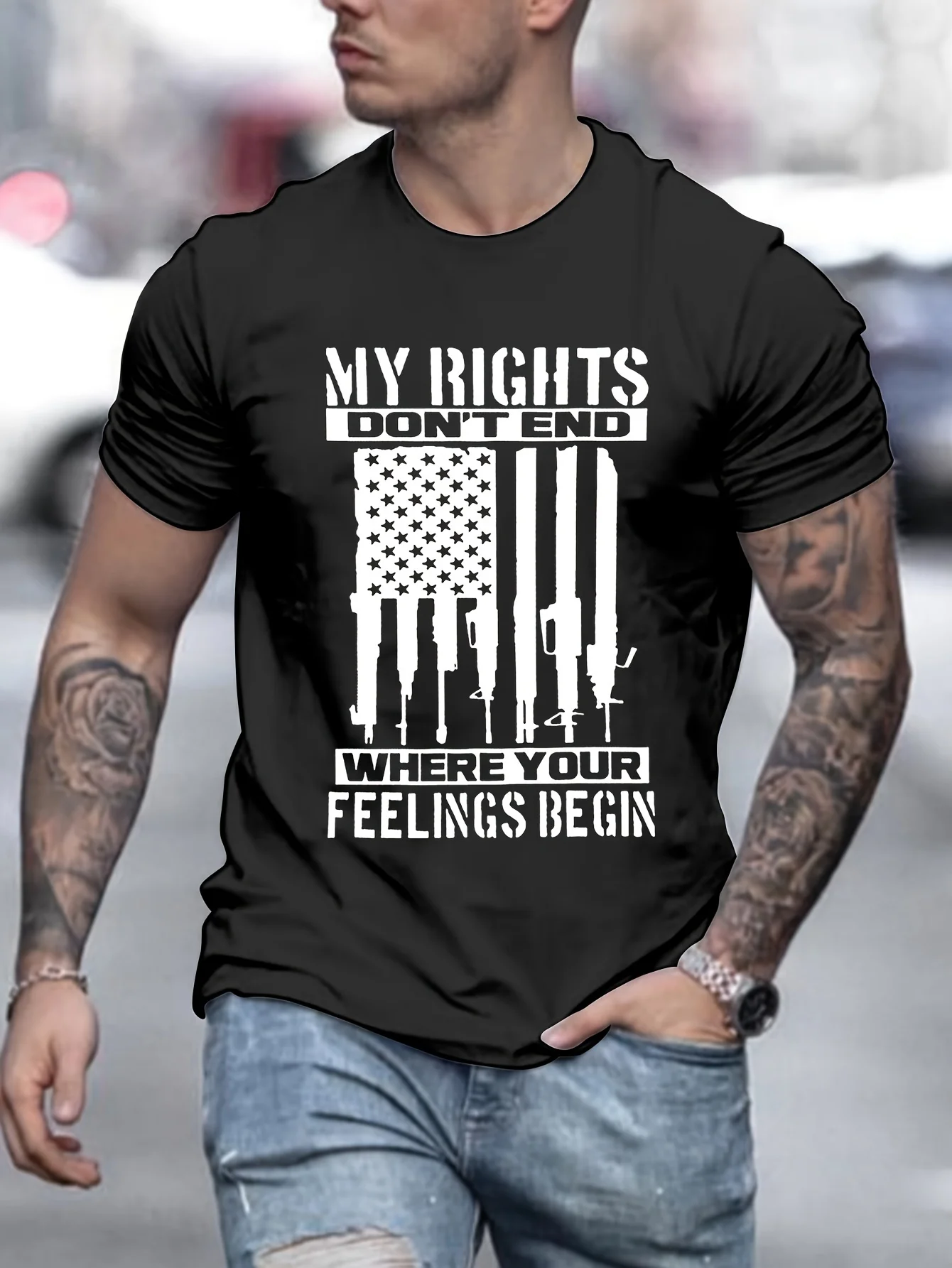 

American Flag Print Men's Round Crew Neck Short Sleeve Simple Style Tee Fashion Regular Fit T Shirt Casual Comfy Breathable