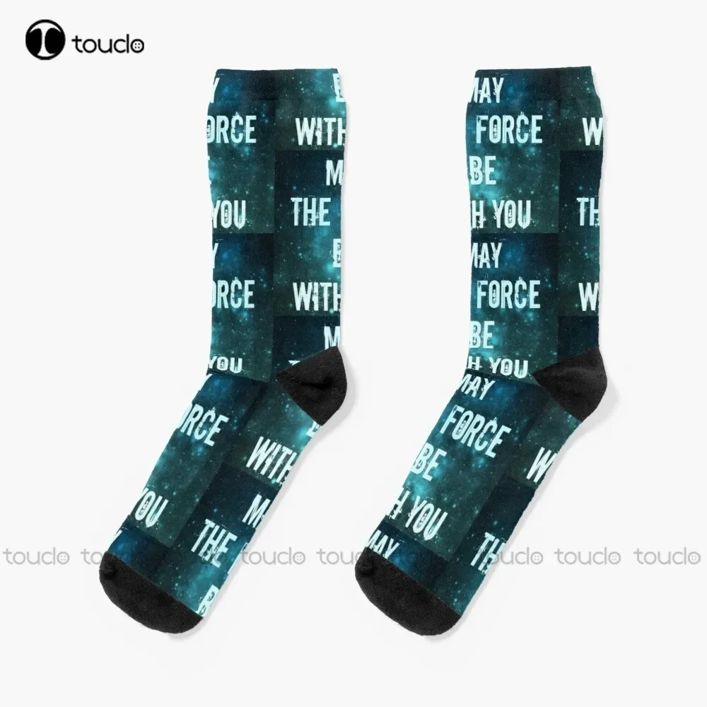 May The Force Be With You.  Socks White Socks Women Christmas Gift Unisex Adult Teen Youth Socks Custom 360° Digital Print