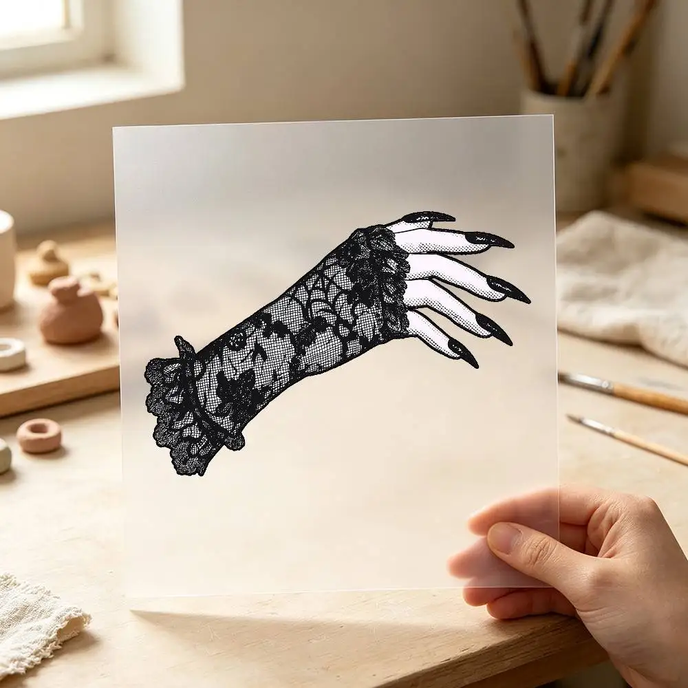 Vintage Gothic Lace Glove Hand Dark Waterproof Stickers For Decorating Car Windows Motorcycles And Computers.