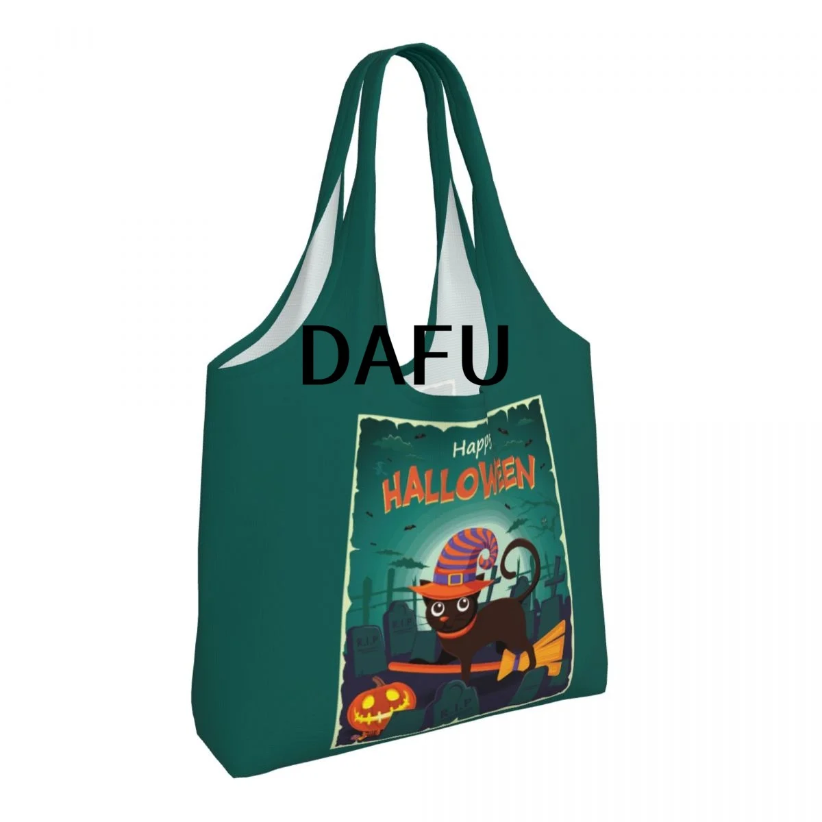 Happy Halloween Funny Halloween Print Cotton Tote Bag - Casual Commuter Shoulder Bag for Work Grocery Shopping Trick or Treat