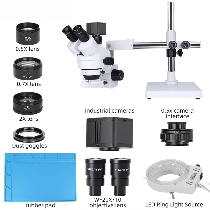3.5-90 X Trinocular Stereo Microscope HDMI USB 360 ° Rotating Bracket Mobile Phone PCB Watch Repair Photo Measurement