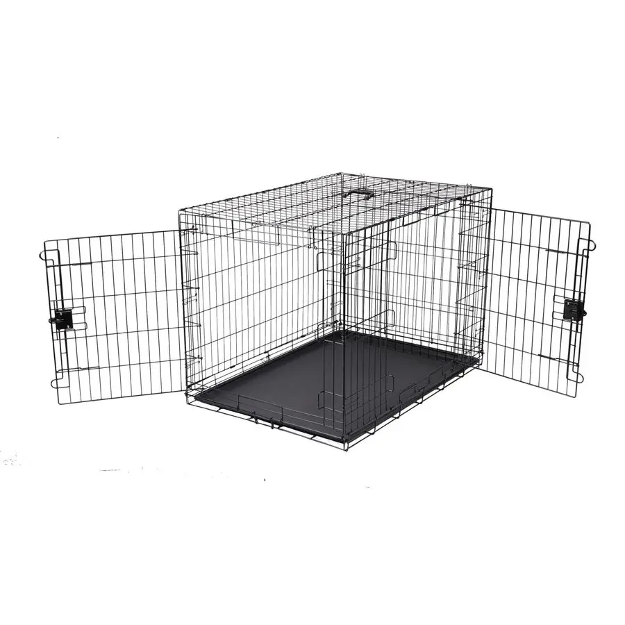 

Прочный, складной металлический вольер для собак с поддоном, двойной дверью, 42 x 28 x 30 дюймов, черный