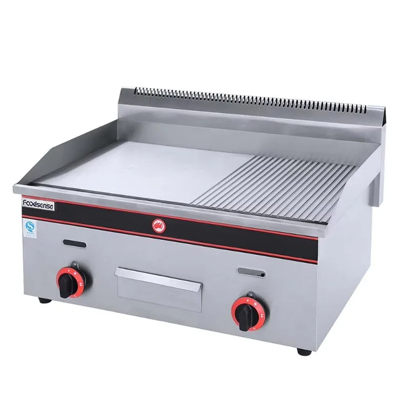 

Коммерческая уличная газовая сковорода из нержавеющей стали — бездымная и с антипригарным покрытием, 1/3 рифлены, плоская столешница для барбекю 2/3