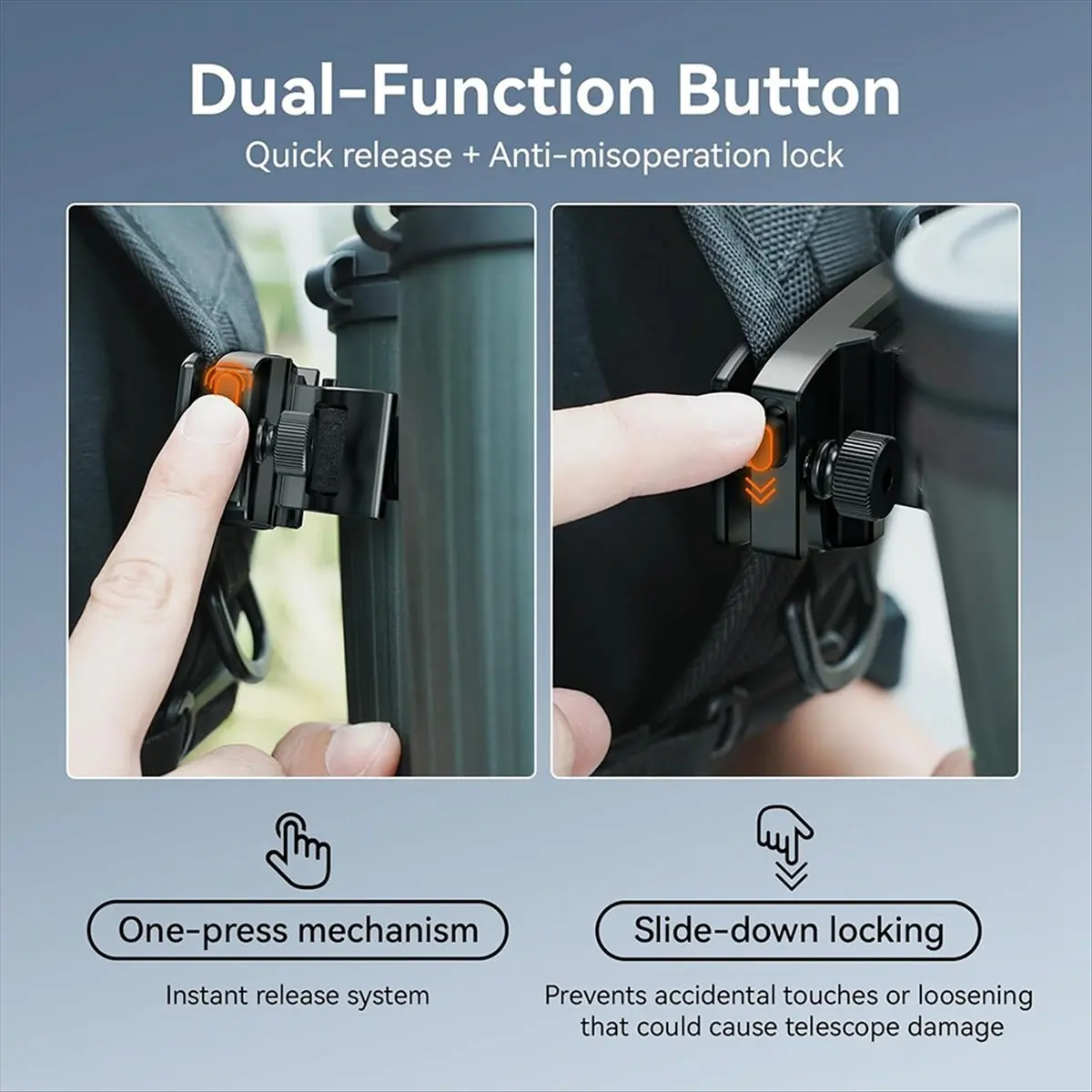 A99X  Binocular Tripod Mount Adapter with Backpack Clip,Attaches to Straps and Belt,38mm Quick Release Plate for Binocular,DSLR