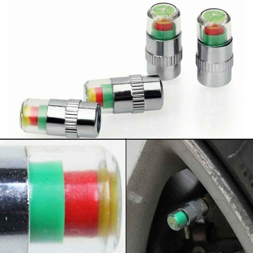 4PCS Car Tire Valve Cap Auto Tire Pressure Test Monitor Valve Stem Cap Sensor Indicator Anti-theft Truck Air Pressure Gauge